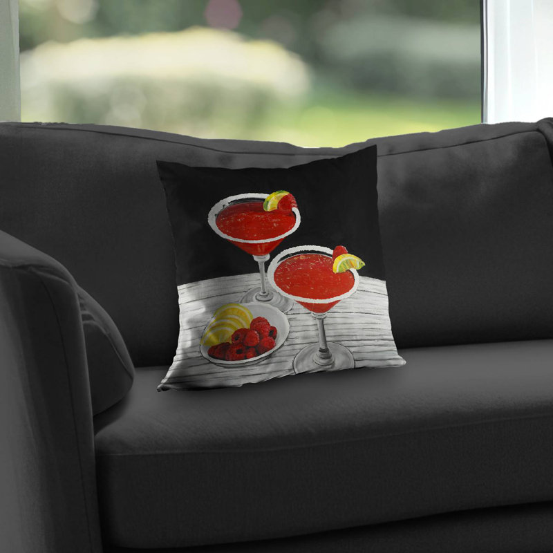 Red Contemporary Poly Twill Throw Pillow - Insert Included