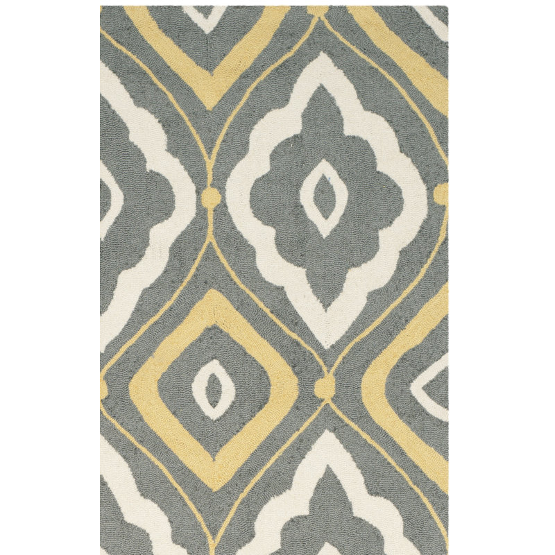 Salome Hand Hooked Performance Geometric Rug, Rectangle 5' x 8'