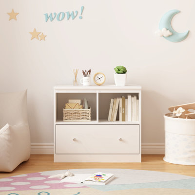 Rangement pour jouets pour enfants avec grand tiroir, bibliothèque basse