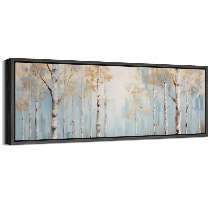 Aspen Birch Tranquil Birches, bleu et blanc, reproduction sur toile, H 20 po x l 60 po, Naturel