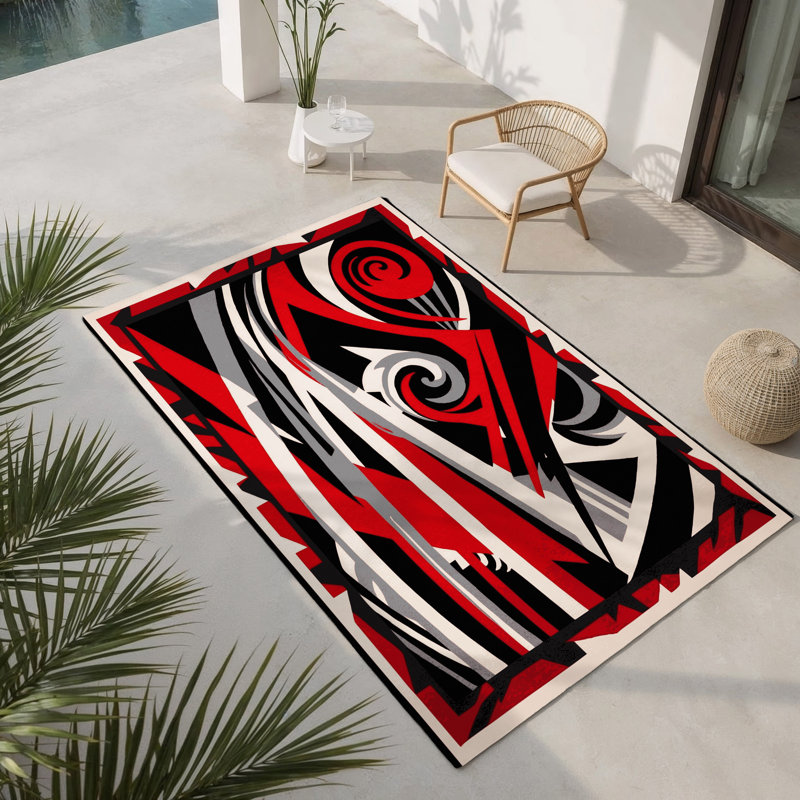 Cerise Rapture Indoor And Outdoor Area Rug, Rectangle 1'6" x 2'6"