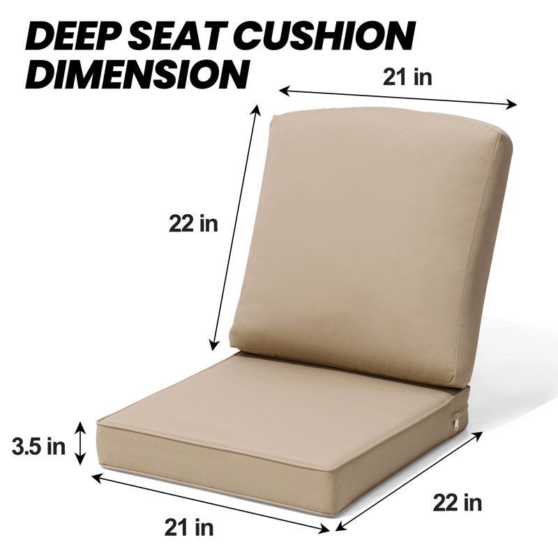  Ebern Designs 21'' W X 22'' D X 3.5'' H Outdoor Seat / Back Cushion, Beige, 1