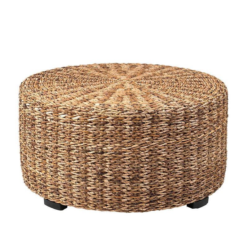 Table basse cylindrique tissée à la main 34,25 po Abaca, Brun