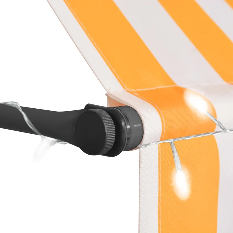 Dakota Fields Fabric Cover Retractable Patio Awning, 3.5m W x 1.2m D, White/Orange (Black Frame)