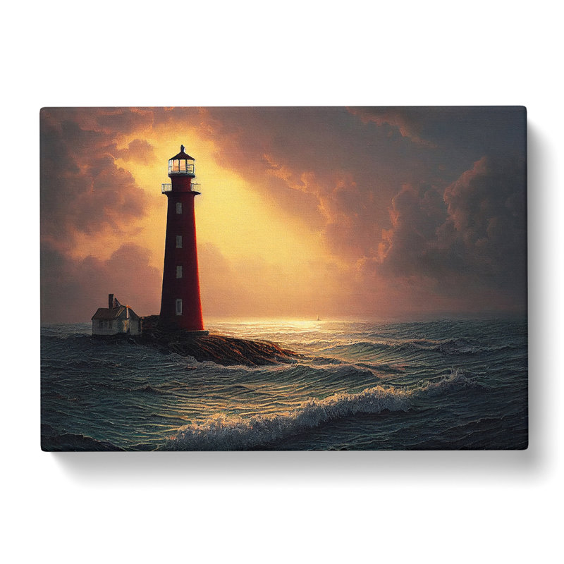 Entrancing Lighthouse Seascape - Wrapped Canvas, 50cm H x 76cm W x 3cm D