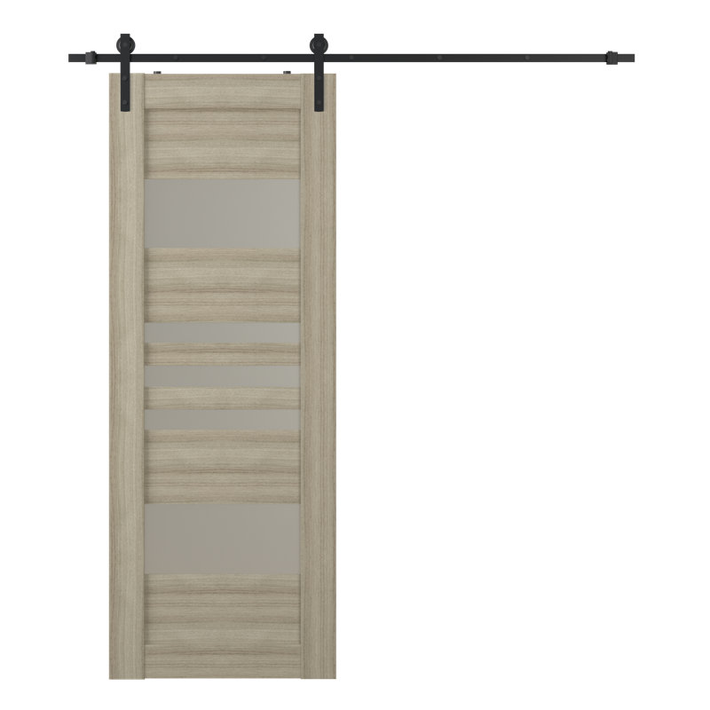 Porte de grange en bois et verre Leti, 17,75 po x 83,23 po, Shambor