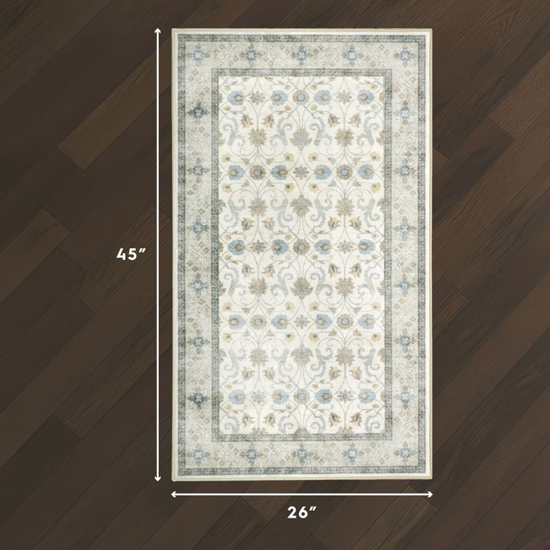 Laura Ashley Washable Printed Velvet Rug, 2'1" x 3'9", Sage