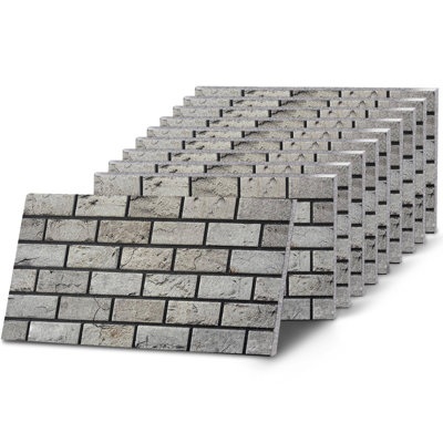 Panneau mural effet brique gris clair classique - Boîte de 5
