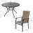  5 Pieces Outdoor Dining Set With 42" Round Patio Table & 4 PVC-coated polyester Fabric Chairs, Umbrella Hole Included, Ideal For Garden, Poolside, Patio