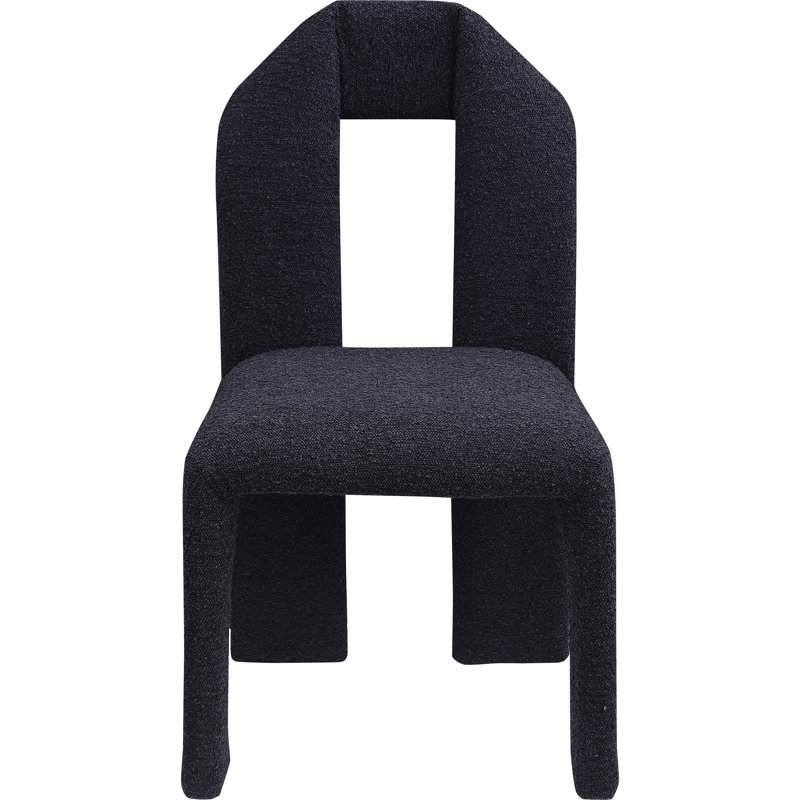 Chaise rembourrée Bennett, Tissu bouclé noir
