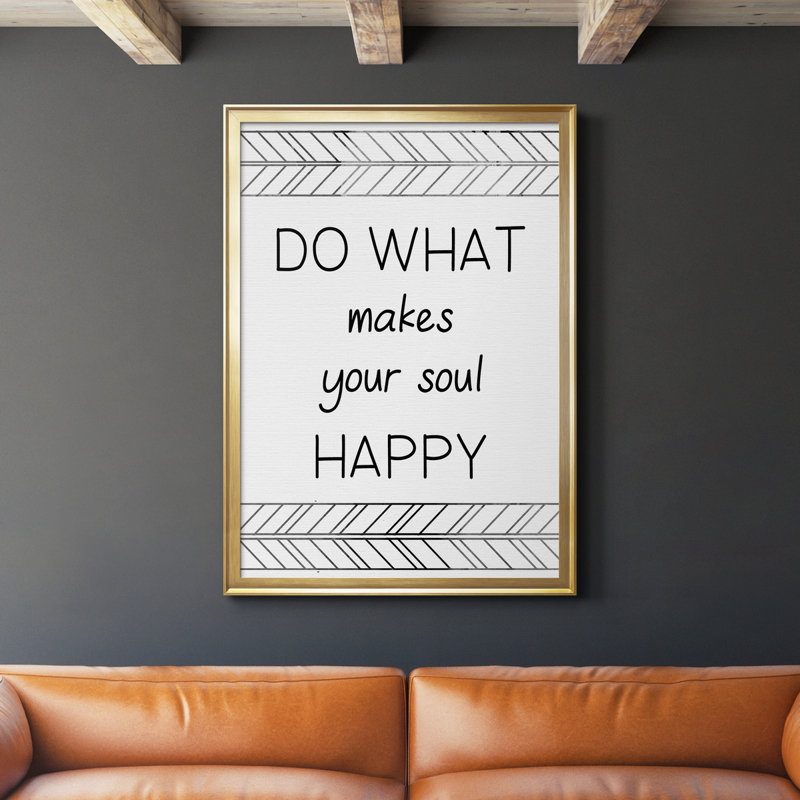«Your Soul Happy», art textuel sur toile, Cadre doré, H 26,5 po x l 36,5 po x P 1,5 po