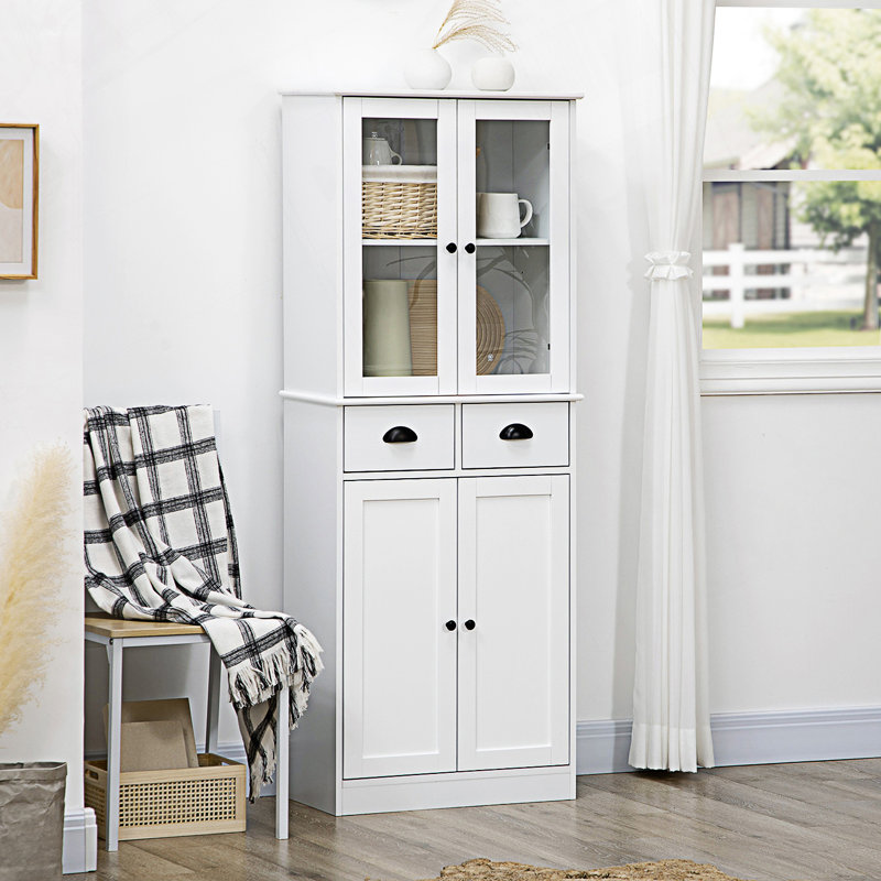 Armoire d'entrée, garde-manger autoportant, armoire de rangement de style traditionnel avec portes à fermeture douce