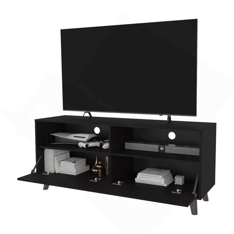 Meuble télé Black City 60 po avec rangement ouvert et 1 porte, wengé, Wenge