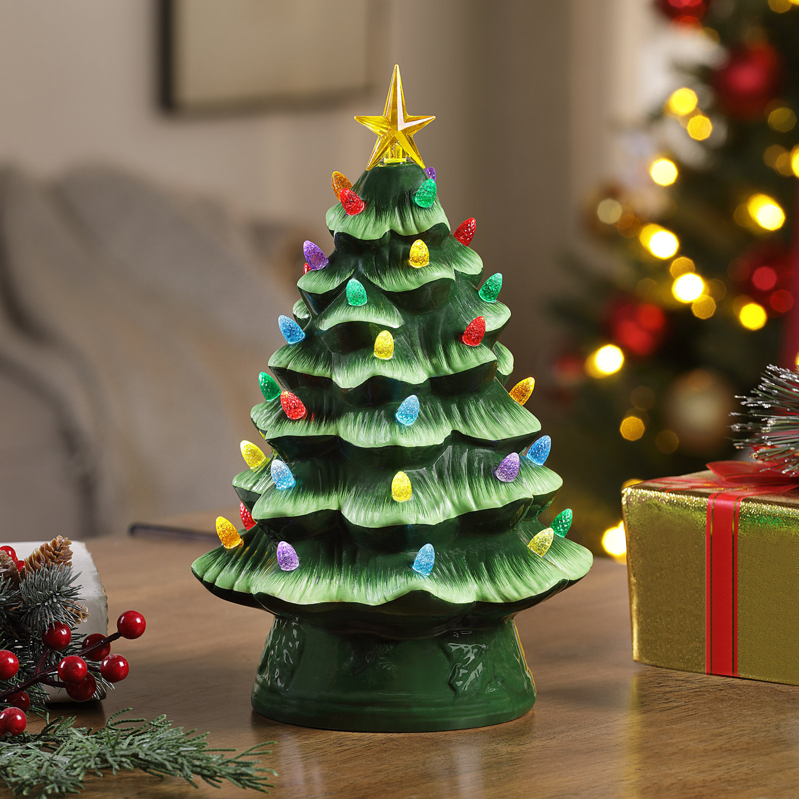 12" Nostalgic Ceramic Tree, Green