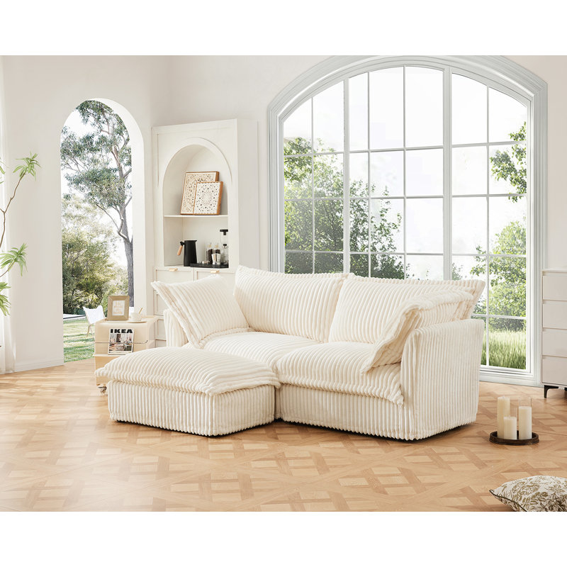 Canapé modulaire convertible polyvalent avec coussins détachables et repose-pieds pour la détente