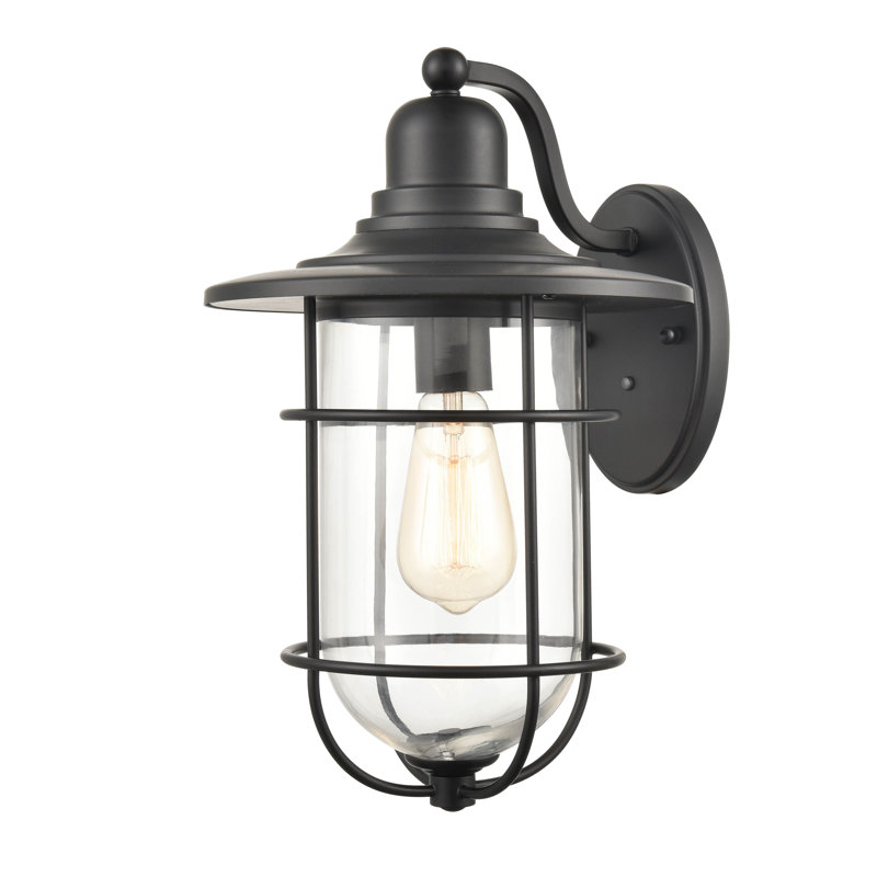 Applique murale d'extérieur 1 lumière Ulmston, Noir thermolaqué, H 14 po x l 9 po x P 9 po