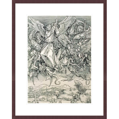 «St. Michael Battles with the Dragon from the 'Apocalypse» ou «The Revelations of St. John the Divine» par Albrecht Dürer, impression giclée sur cadre