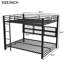 Grand lit superposé en métal noir, 6 armoires de rangement, pour lit de nuit