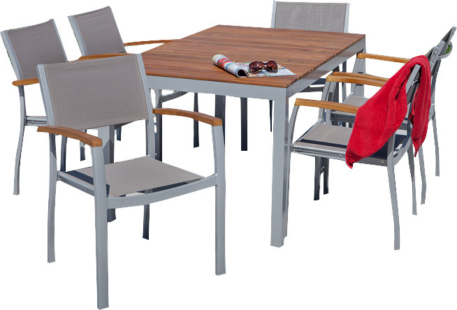Sakho 6 - Person Patio Dining Set with Rectangular Table