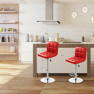 Stuart Swivel Upholstered Faux Leather Adjustable Height Counter Stool with Steel Frame