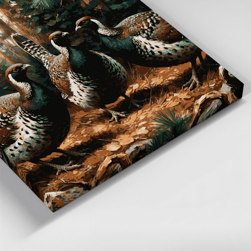 Birds Spruce Grouse Black Canvas Wall Art, 11" H x 14" W