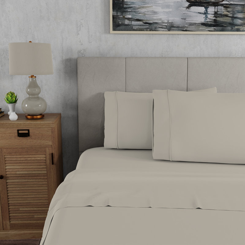 100% Cotton Lightweight Percale Weave Sheet Set, Full Sheet Set with 2 Pillowcases, Textured Medallion Gray Abstract
