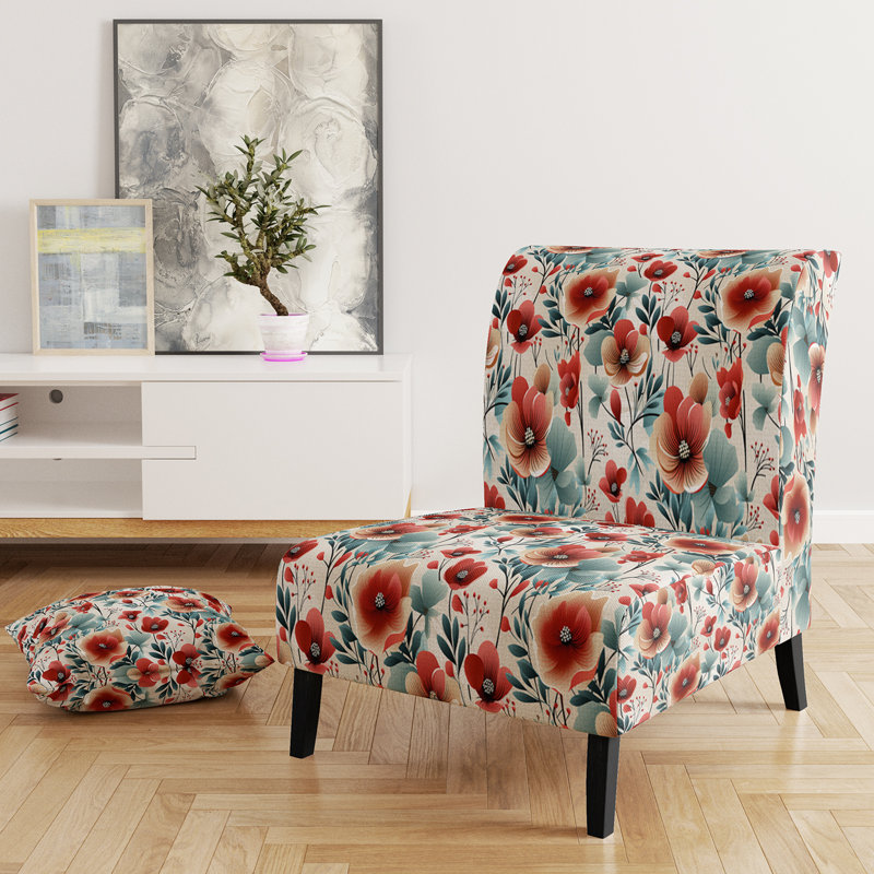 Fauteuil de chambre rembourré bleu et rouge