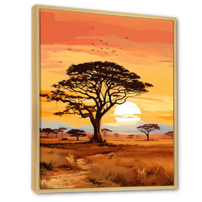 «African Tree Ambiance Savana», reproduction d'art sur toile, arbre africain