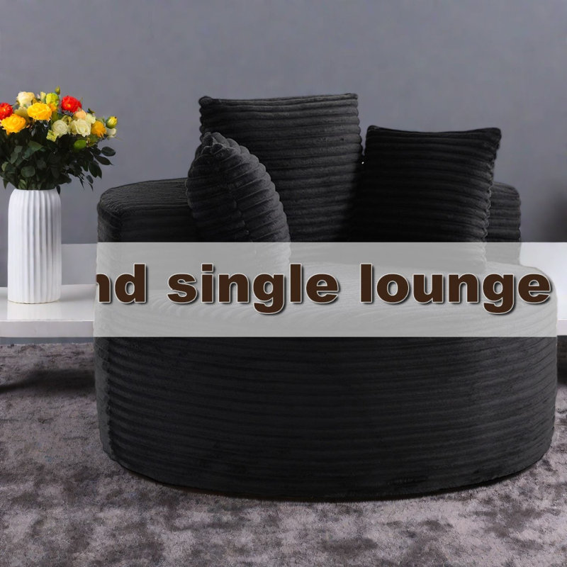 Chaises d'appoint surdimensionnées, fauteuil rond moderne en velours côtelé de 43 pouces pour la maison