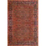Sarouk Hand Knotted Wool Oriental Area Rug in Rust/Black