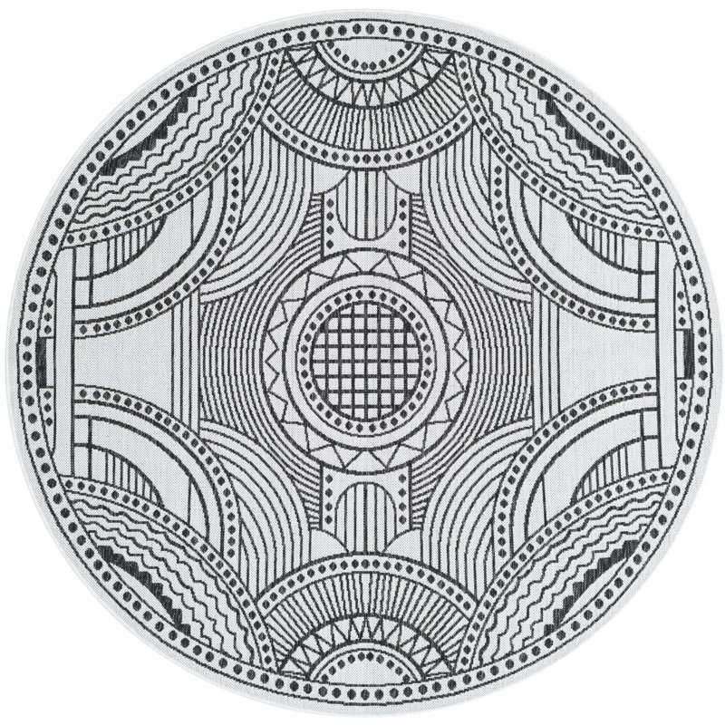Tapis blanc et noir Aucun, Rond 6 pi 1 po