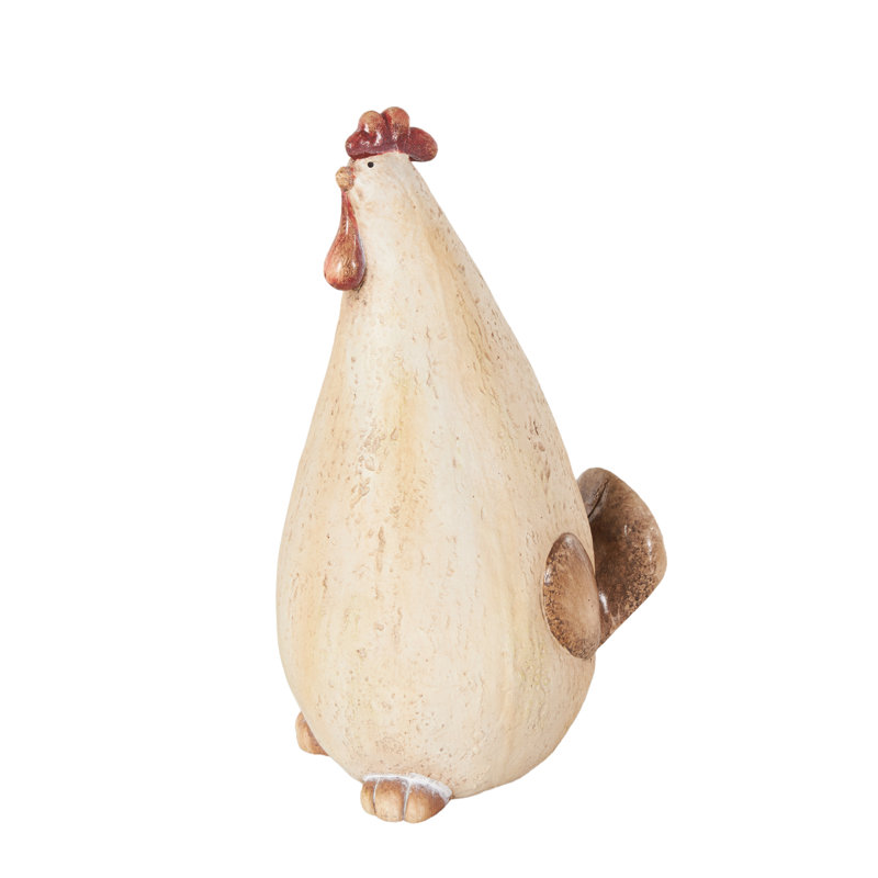 Magnesium Oxide Standing Rooster Decorative Cream Garden Sculpture With Red Accents
