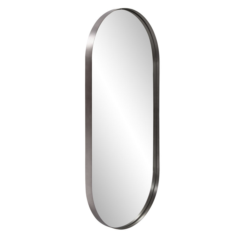 Stainless Steel Oval Mirror, Brushed Silver
