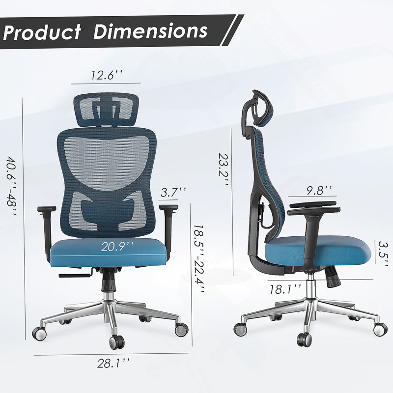 Ergonomic Office Chair With Adjustable Lumbar Support, Headrest And 3D Armrests, Ideal For Home, Office And Study Room Use