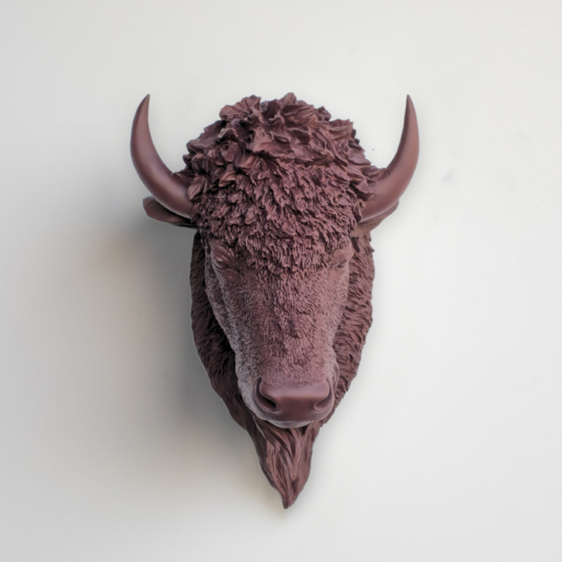 Faux Taxidermy Bison Head Wall Décor, Townsend Harbor Brown