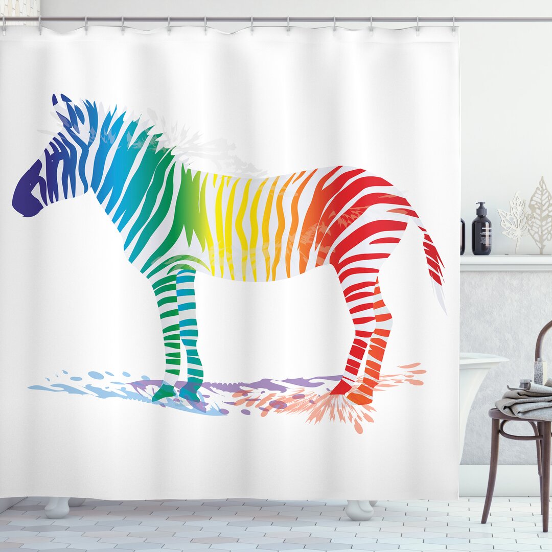 Duschvorhang, Zebra Regenbogen-Farben, Bunt, Mehrfarbig