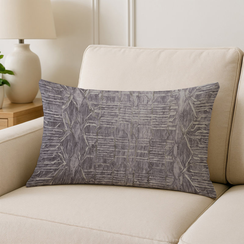 Coussin décoratif intérieur et extérieur Modern, Gris / gris anthracite / blanc géométrique 1, Rectangle H 20 po x l 14 po