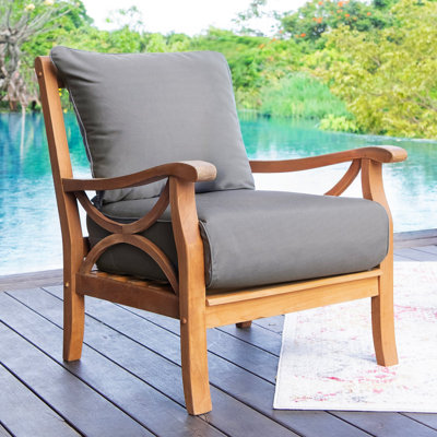 Brunswick Teak Patio Chair with Cushions by Birch Lane