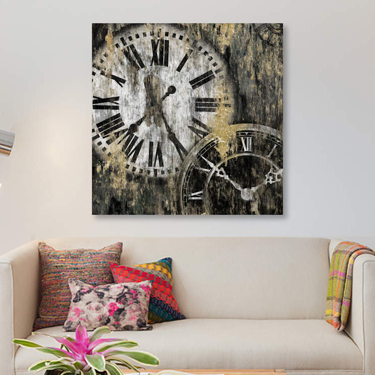 « clockwork i », reproduction sur toile, H 12 po x l 12 po x P 0,75 po