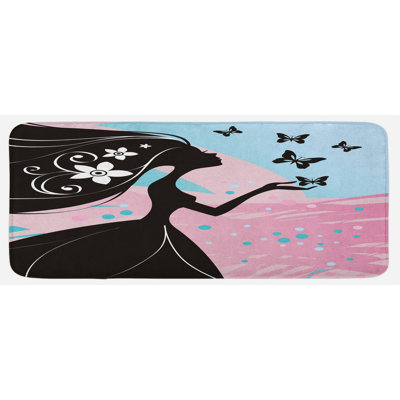 Glam Solid Color Polyester Kitchen Mat