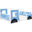 Lit bleu en forme de voiture pleine grandeur avec roulettes - Fabrication en bois de pin et fenêtres de conception de voiture pour rails à lattes prêts pour le matelas Allure-1606010697-1606010703