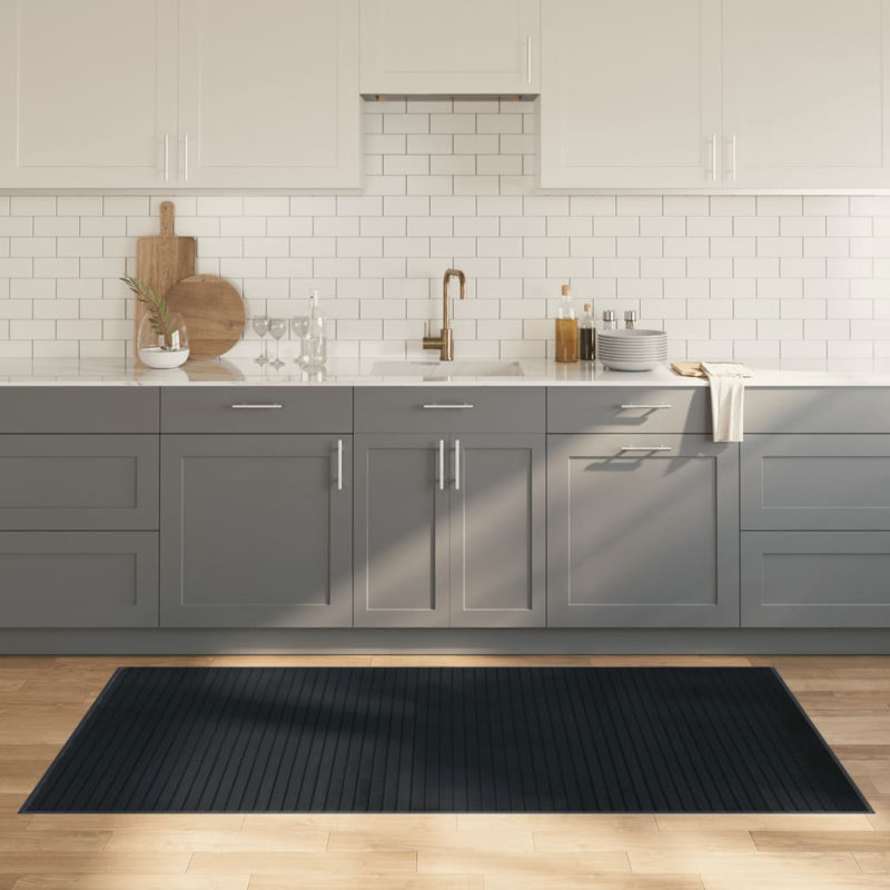 vidaXL Rug Grey Bamboo, Polypropylene Waterproof materials, Runner 39.4 x 78.7 in