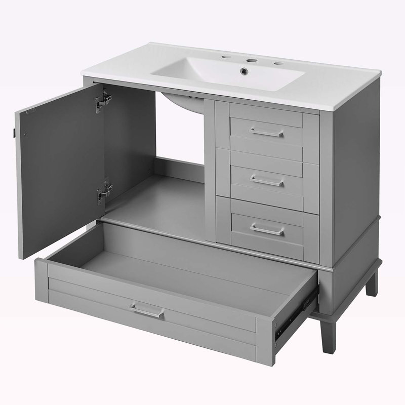 Meuble-lavabo 36 po avec lavabo, Gris