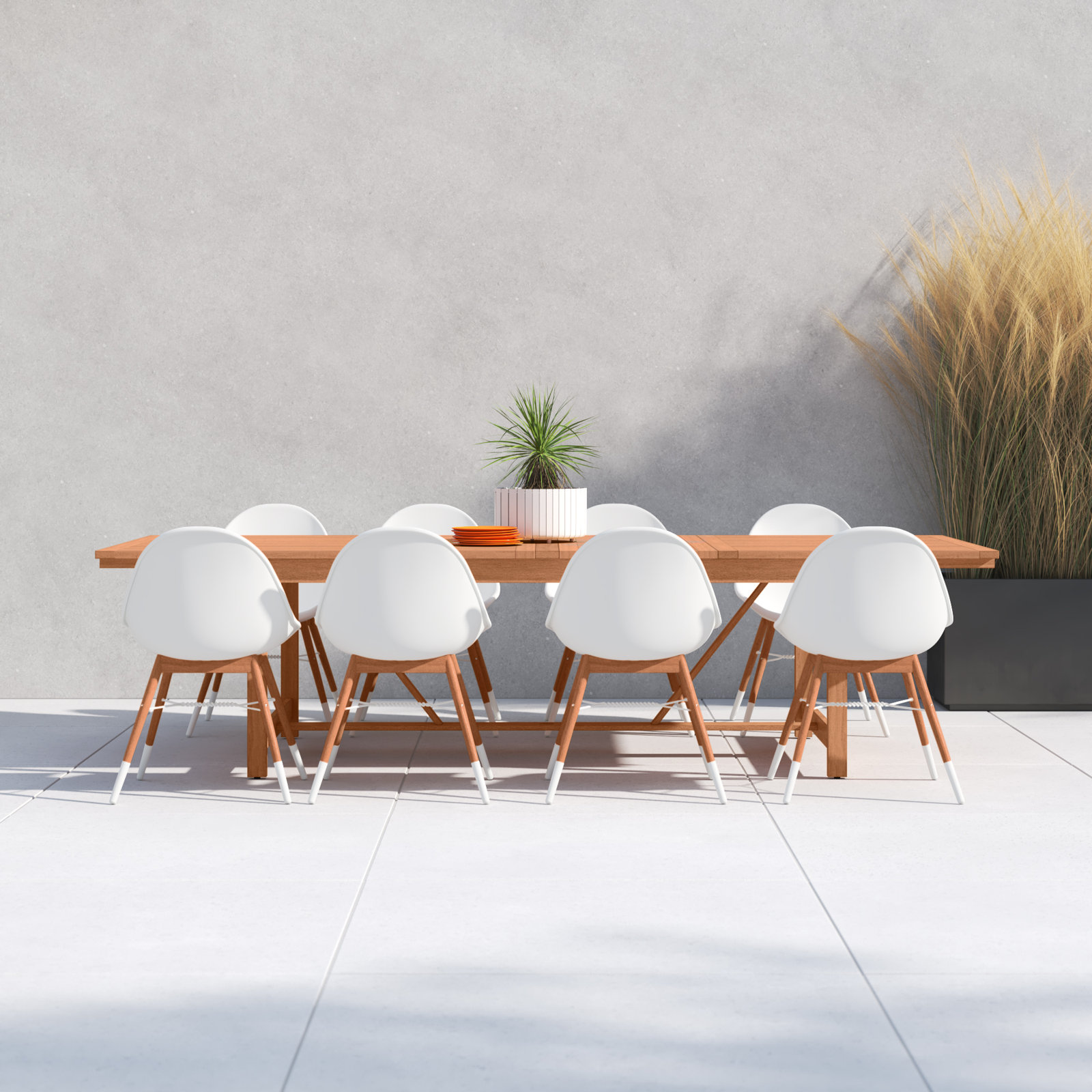 Anautica 79" Eucalyptus Patio Dining Set, White