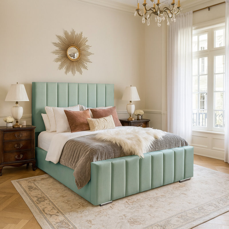 Arlon Upholstered Bed, Duck Egg, Super King (6')
