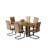 CasaMod Modern Industrial Rectangular Dining Table Set with 6 Upholstered Cantilever Chairs