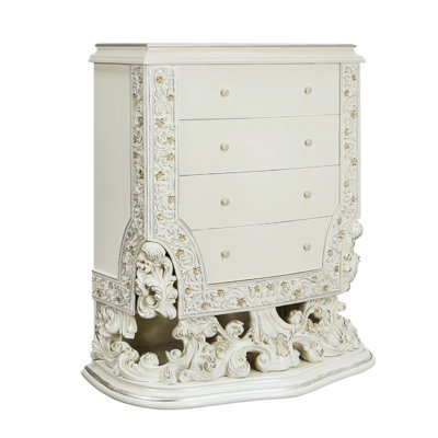 Commode 4 tiroirs Wynton en blanc antique