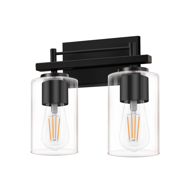 Luminaire de meuble-lavabo moderne avec applique murale élégante pour salle de bain (ampoules non incluses), 2, Noir mat