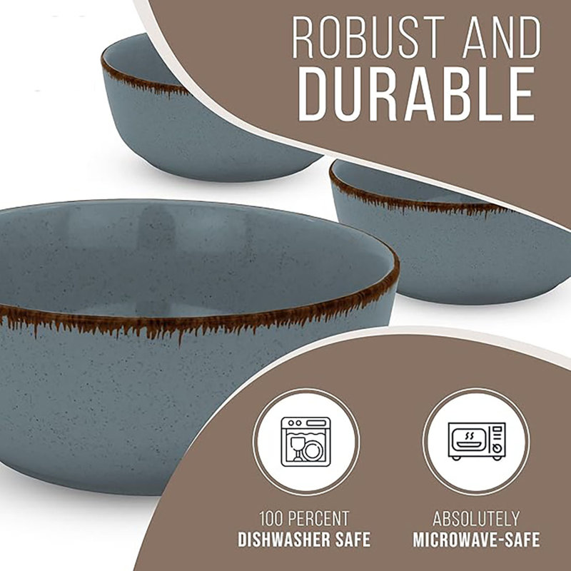 Beige and Light Blue Ceramic 12-Piece Dinnerware Set for 4