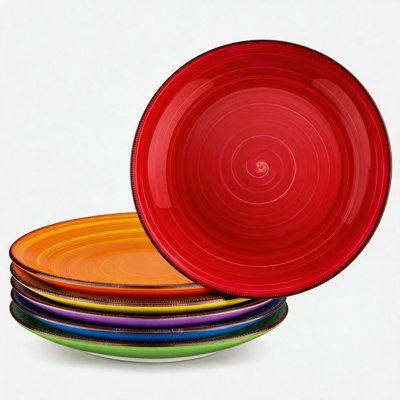 10.5 Inch Ceramic Dinner Plates Set of 6, Microwave Oven & Dishwasher Safe